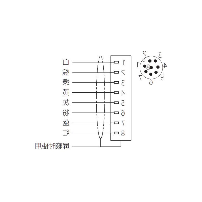 M12 8Pin, straight male head, flange socket, plate rear installation, suitable for field welding installation, 64SC41H